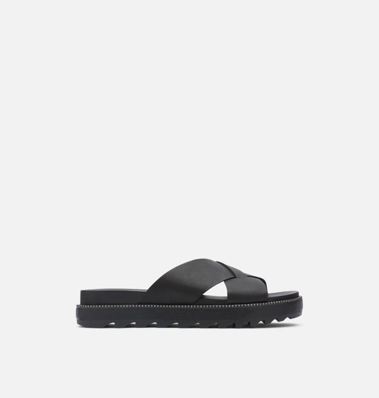 Womens Slides Black - Sorel Roaming™ Criss Cross - 264-YJNSVG